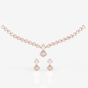 Round and Pear Cut Moissanite Diamond Wedding Sterling Silver Necklace