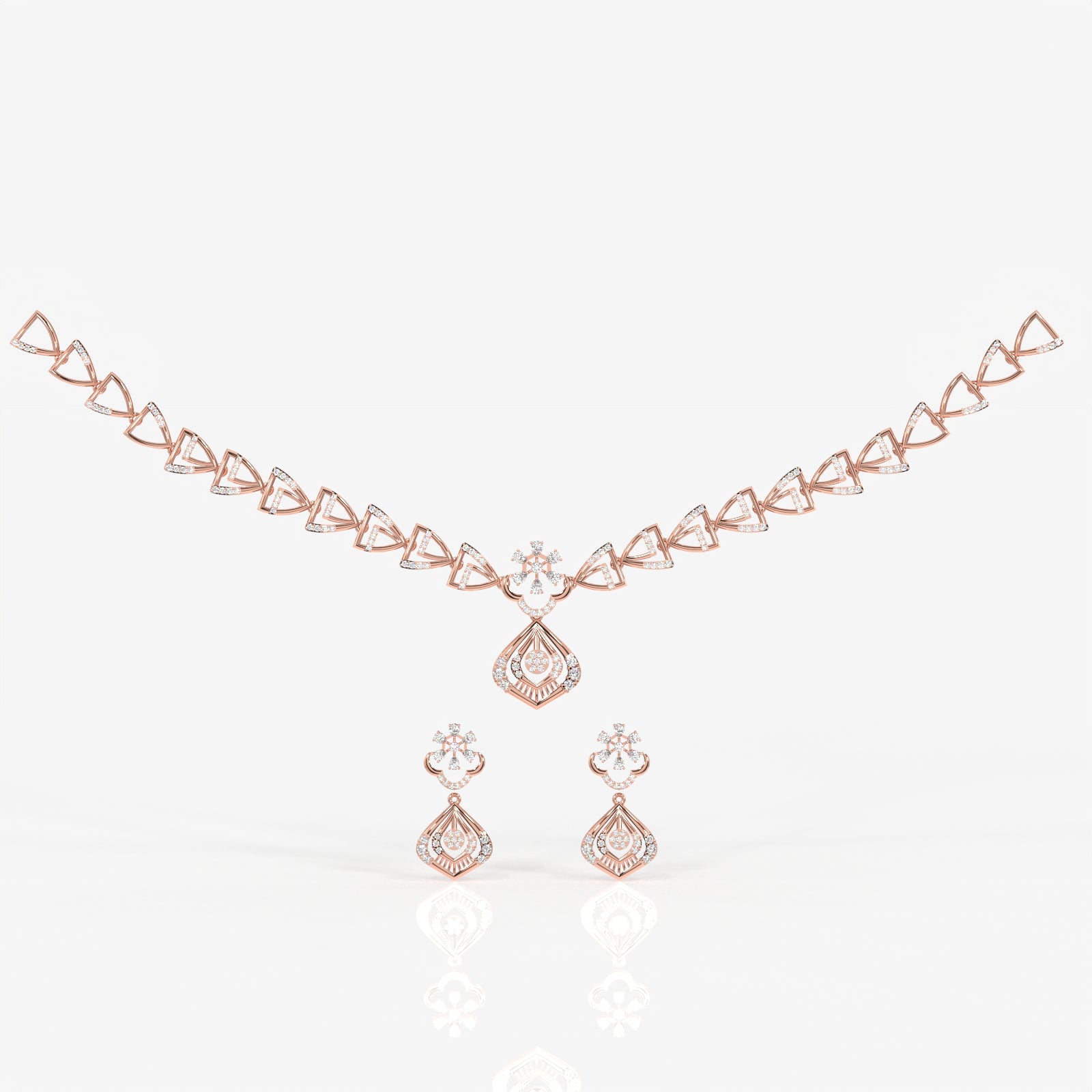 Round and Pear Cut Moissanite Diamond Wedding Sterling Silver Necklace