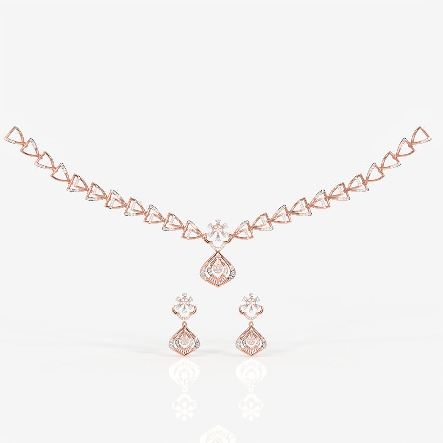 Round and Pear Cut Moissanite Diamond Wedding Sterling Silver Necklace