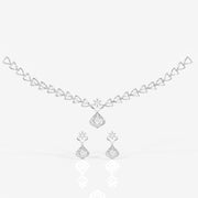 Round and Pear Cut Moissanite Diamond Wedding Sterling Silver Necklace