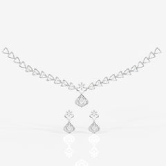 Round and Pear Cut Moissanite Diamond Wedding Sterling Silver Necklace