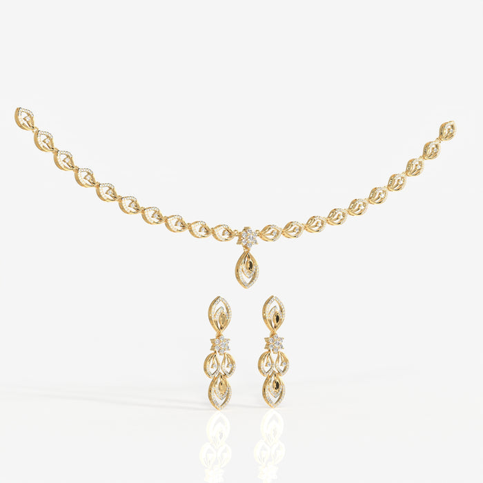 Round & Marquise Moissanite Diamond Wedding Sterling Silver Necklace