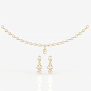 Round & Marquise Moissanite Diamond Wedding Sterling Silver Necklace