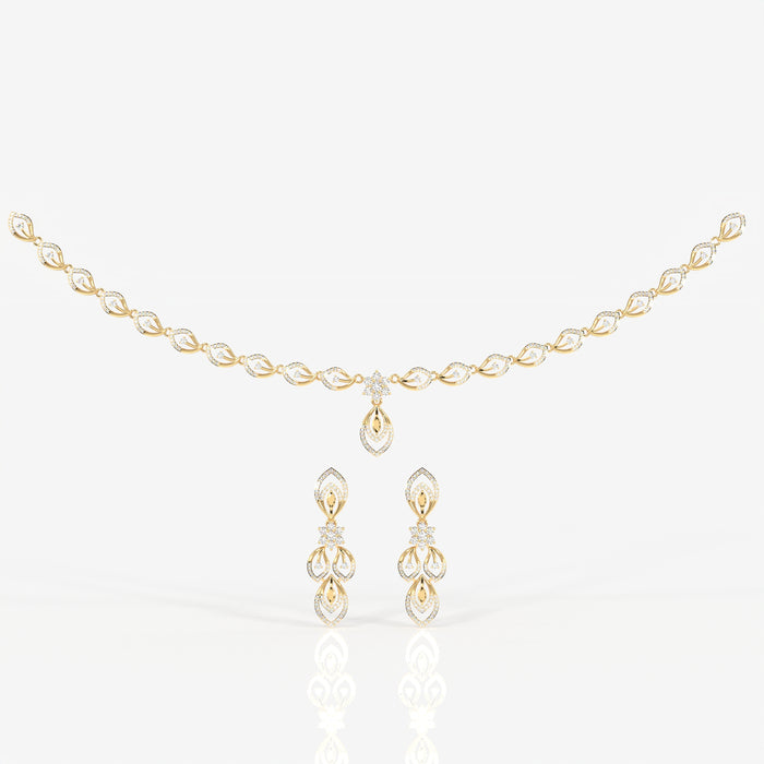 Round & Marquise Moissanite Diamond Wedding Sterling Silver Necklace