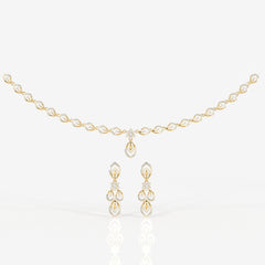 Round & Marquise Moissanite Diamond Wedding Sterling Silver Necklace