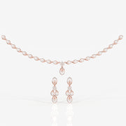 Round & Marquise Moissanite Diamond Wedding Sterling Silver Necklace