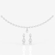 Round & Marquise Moissanite Diamond Wedding Sterling Silver Necklace